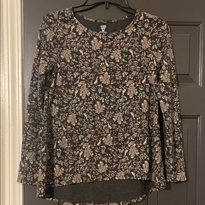Old Navy Black Floral Long Sleeve Top
